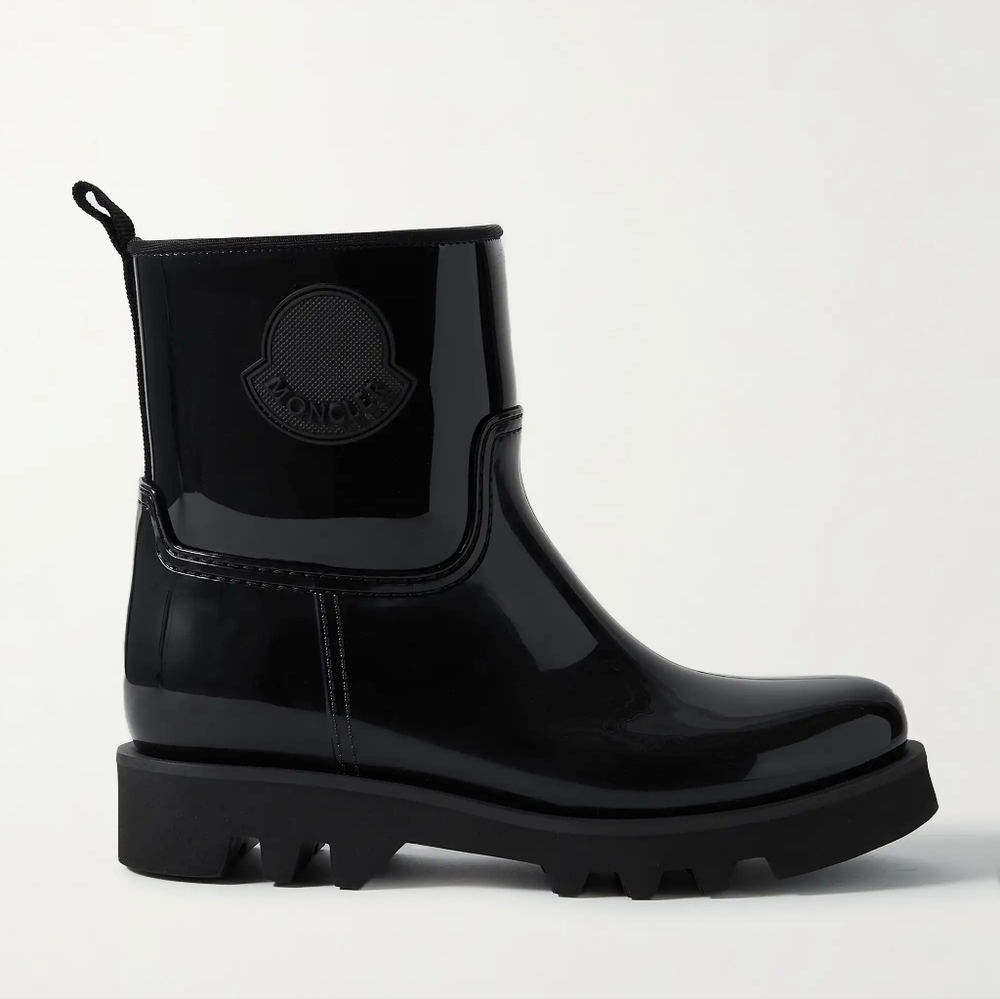 Moncler Ginette UNWORN logo-appliquéd glossed-rubber rain boots Sz 38